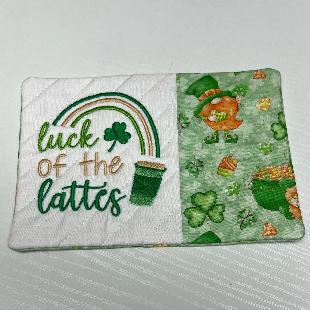 Hand Crafted Mug Rug Coaster Embroidered Cotton Fabric Padded Absorbs Liquid - Picture 5 of 7